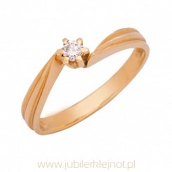 Pierścionek złoty próby 585 z cyrkonią