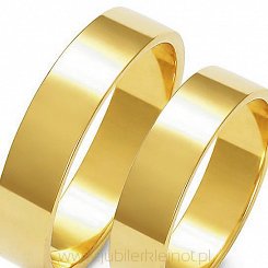 Obrączki złote próby 585. Szerokość 5,0mm, przekrój płaski