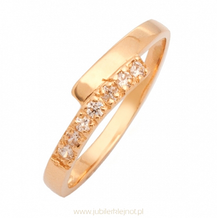 Pierścionek złoty próby 585 z cyrkoniami 