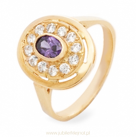 Pierścionek złoty z cyrkoniami próba 585