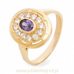 Pierścionek złoty z cyrkoniami próba 585