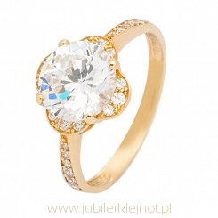 Pierścionek złoty z cyrkoniami próba 585