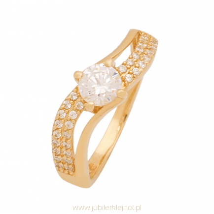 Pierścionek złoty próby 585 z cyrkoniami 