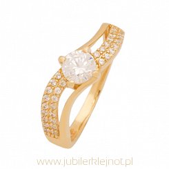 Pierścionek złoty próby 585 z cyrkoniami 
