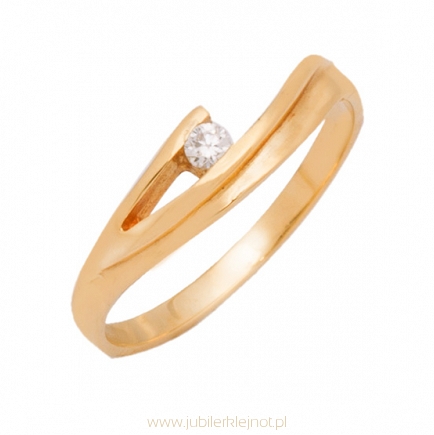 Pierścionek złoty próby 585 z cyrkoniami 