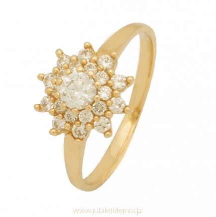 Pierścionek złoty próby 585 z cyrkoniami