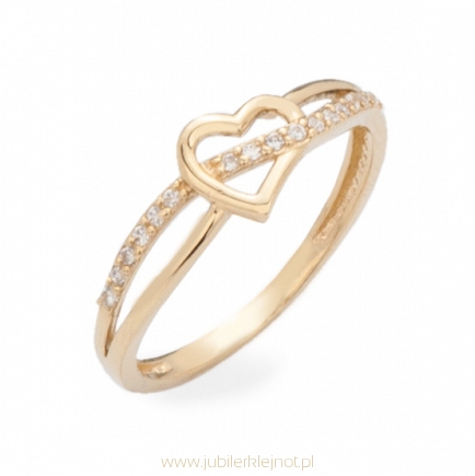 Pierścionek złoty z cyrkoniami próba 585