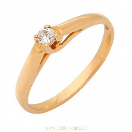 Pierścionek złoty próby 585 z cyrkoniami 