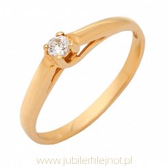 Pierścionek złoty próby 585 z cyrkoniami 