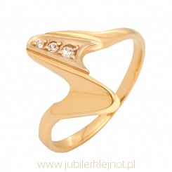 Pierścionek złoty próby 585 z cyrkoniami 