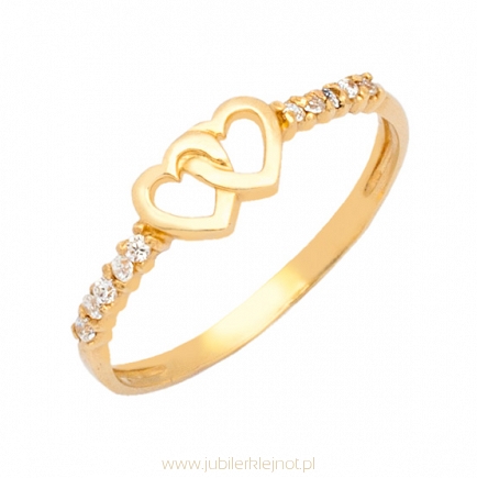 Pierścionek złoty próby 585 z cyrkoniami 