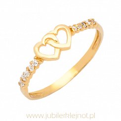 Pierścionek złoty próby 585 z cyrkoniami 