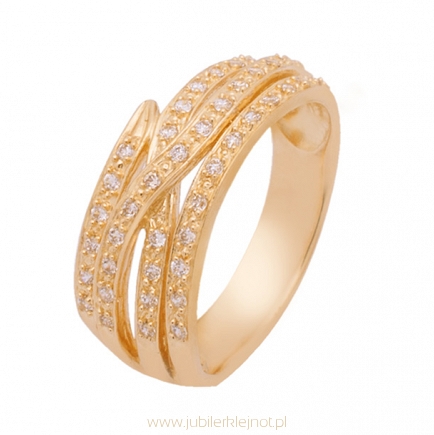 Pierścionek złoty próby 585 z cyrkoniami 