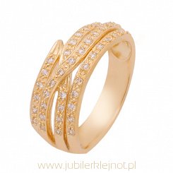 Pierścionek złoty próby 585 z cyrkoniami 