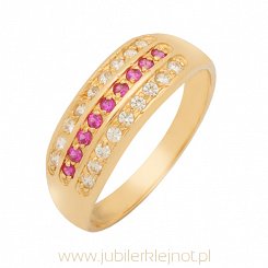 Pierścionek złoty próby 585 z cyrkoniami 