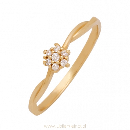 Pierścionek złoty próby 585 z cyrkoniami 