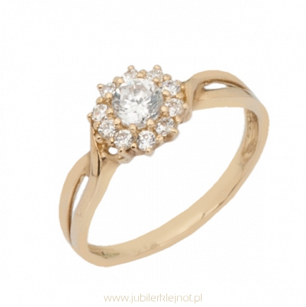 Pierścionek złoty z cyrkoniami próba 585