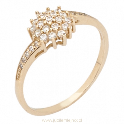 Pierścionek złoty z cyrkoniami próba 585
