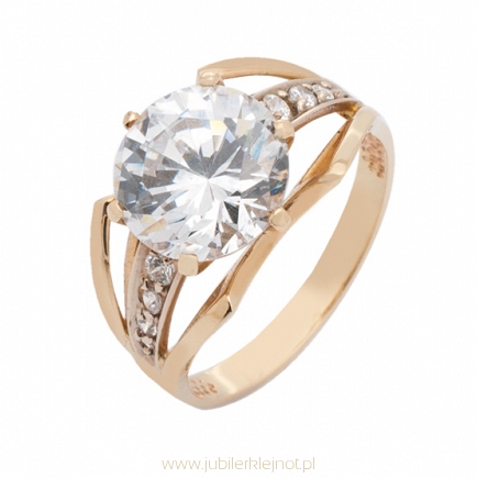 Pierścionek złoty z cyrkoniami próba 585