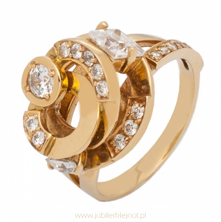 Pierścionek złoty z cyrkoniami próba 585