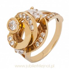 Pierścionek złoty z cyrkoniami próba 585