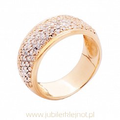 Pierścionek złoty z cyrkoniami próba 585