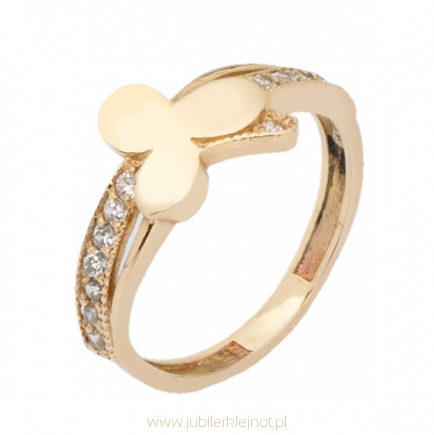 Pierścionek złoty z cyrkoniami próba 585