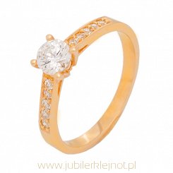 Pierścionek złoty próby 585 z cyrkoniami 