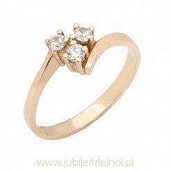 Pierścionek złoty z cyrkoniami próba 585