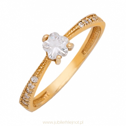 Pierścionek złoty próby 585 z cyrkoniami 