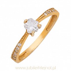 Pierścionek złoty próby 585 z cyrkoniami 