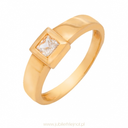 Pierścionek złoty próby 585 z cyrkoniami 