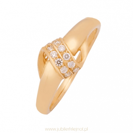 Pierścionek złoty próby 585 z cyrkoniami 