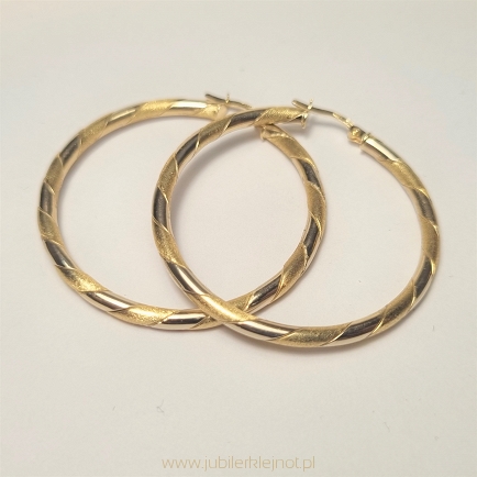 Kolczyki  próba złota 585 Koła Grawerowane