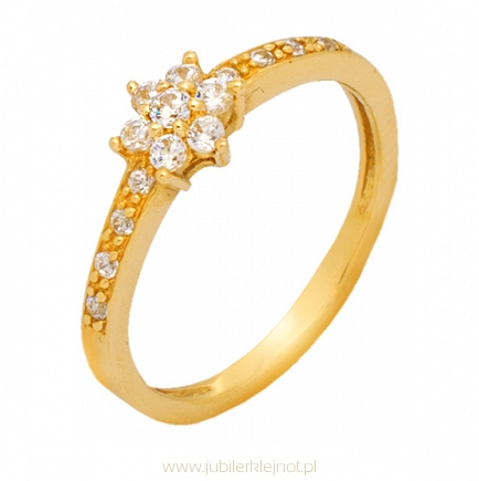 Pierścionek złoty próby 585 z cyrkonią