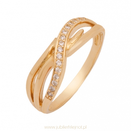 Pierścionek złoty próby 585 z cyrkoniami 