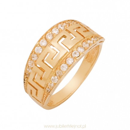 Pierścionek złoty próby 585 z cyrkoniami 