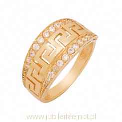 Pierścionek złoty próby 585 z cyrkoniami 