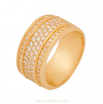 Pierścionek złoty próby 585 z cyrkoniami 