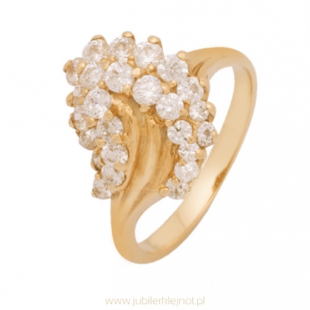 Pierścionek złoty próby 585 z cyrkoniami 