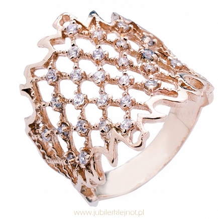 Pierścionek złoty z cyrkoniami próba 585