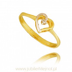 Pierścionek złoty z cyrkonią próba 585 "serce'