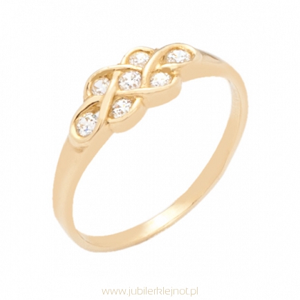 Pierścionek złoty z cyrkoniami próba 585