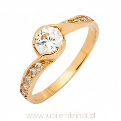 Pierścionek złoty próby 585 z cyrkoniami 