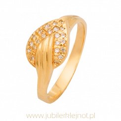 Pierścionek złoty próby 585 z cyrkoniami 