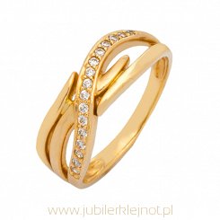 Pierścionek złoty z cyrkoniami próba 585