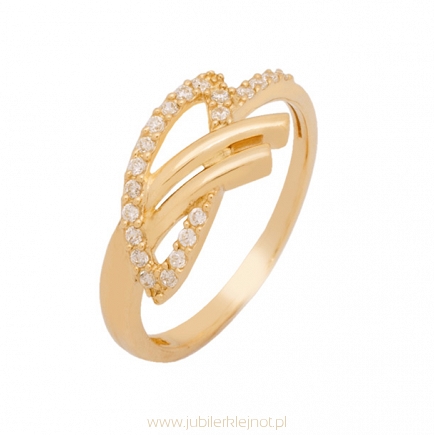 Pierścionek złoty próby 585 z cyrkoniami 