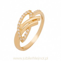 Pierścionek złoty próby 585 z cyrkoniami 