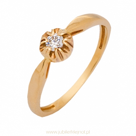 Pierścionek złoty próby 585 z cyrkonią