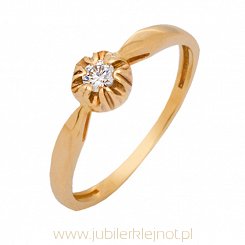 Pierścionek złoty próby 585 z cyrkonią